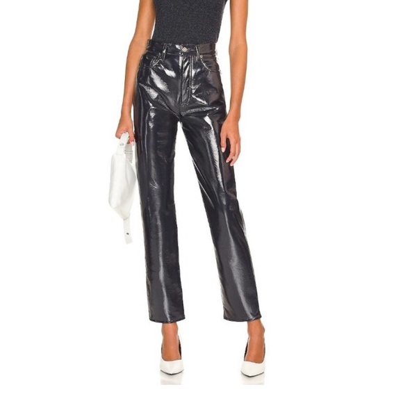 Agolde Pants - Agolde Recycled Leather 90's Pinched Waist High Waist Straight Leg Pants Size 24